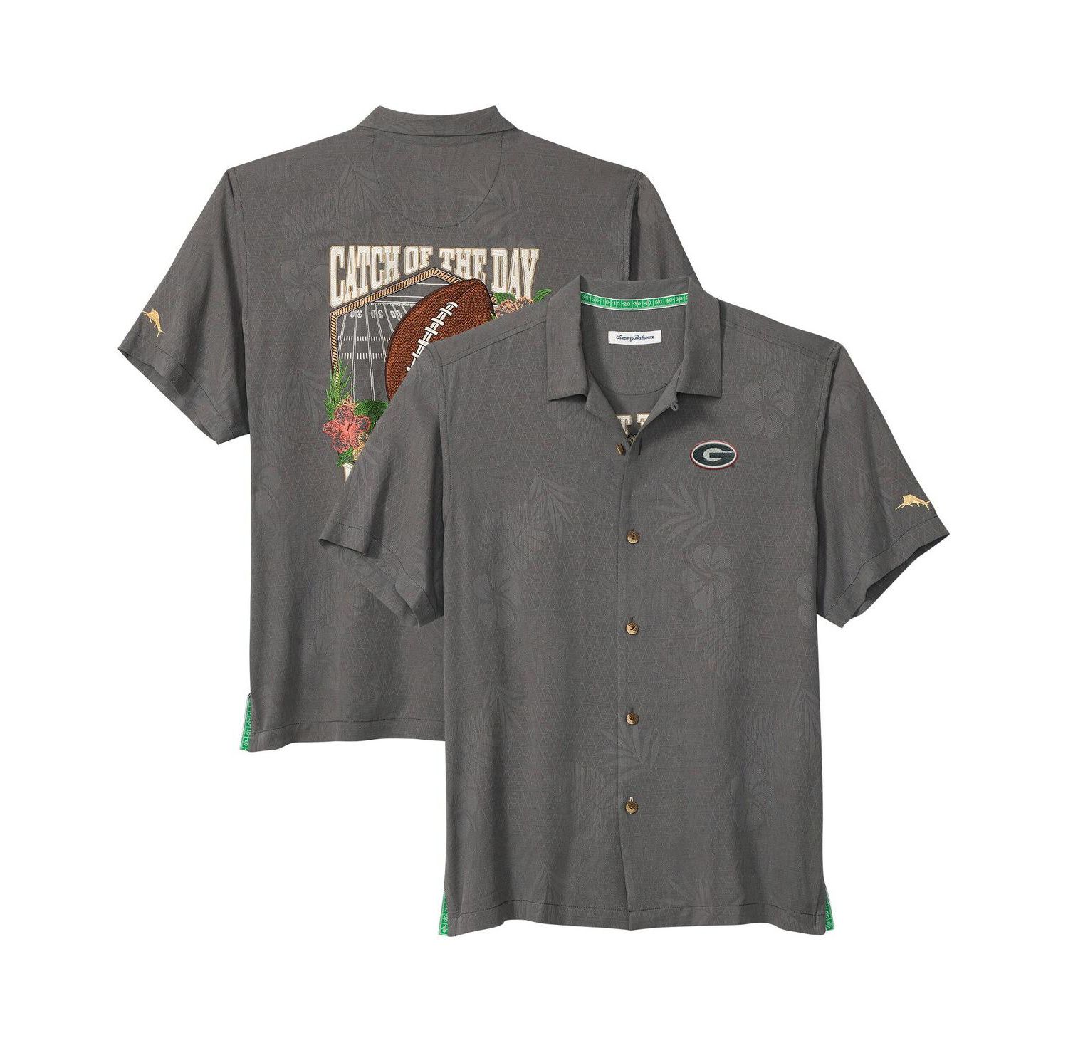 Men's Gray Georgia Bulldogs Catch of the Day Camp IslandZone Button-Up Shirt