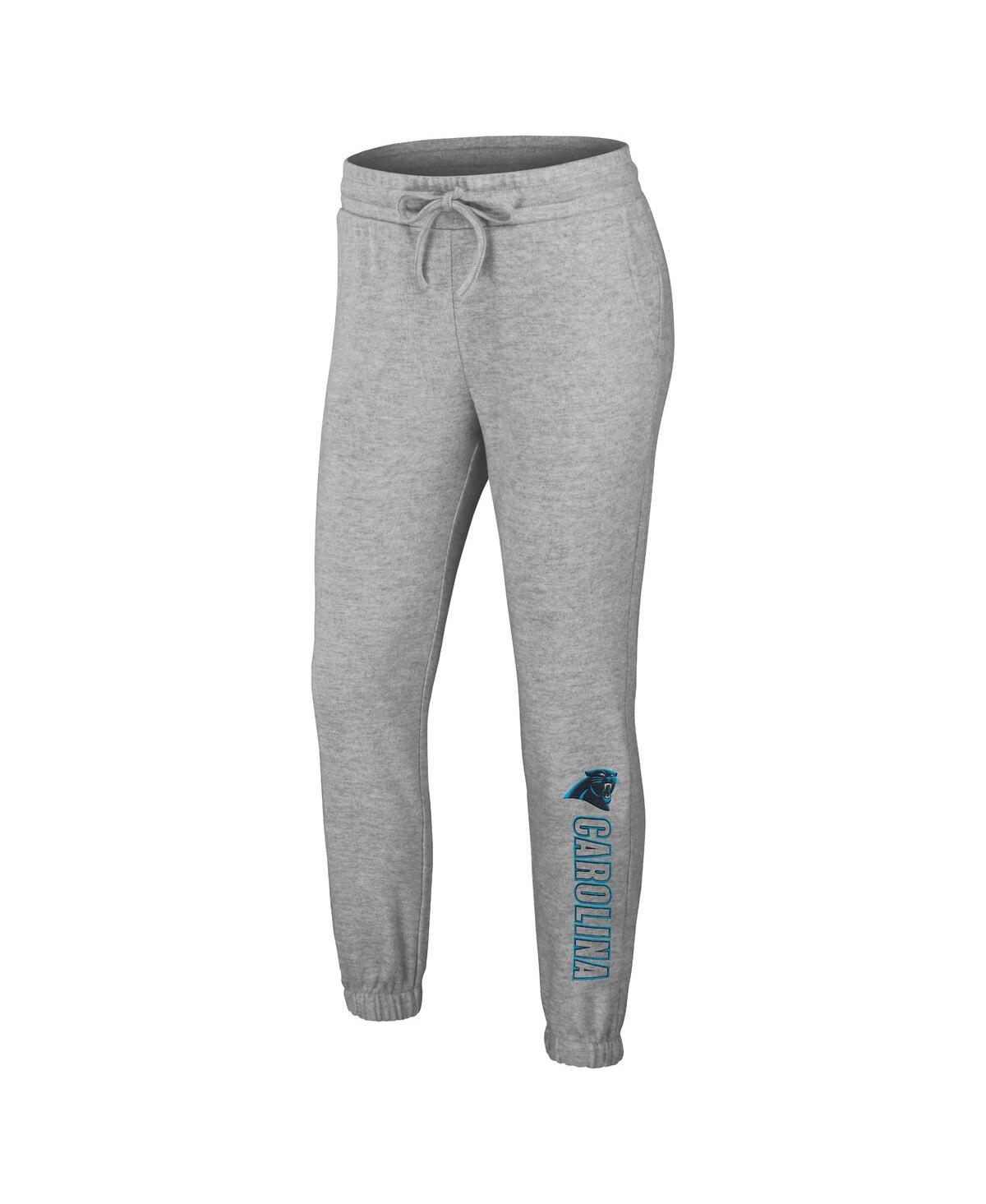 Wear By Erin Andrews Women's 2-piece Heather Gray Carolina Panthers Knit Long Sleeve Tri-blend T-shirt And Pants Sleep Se In Gray