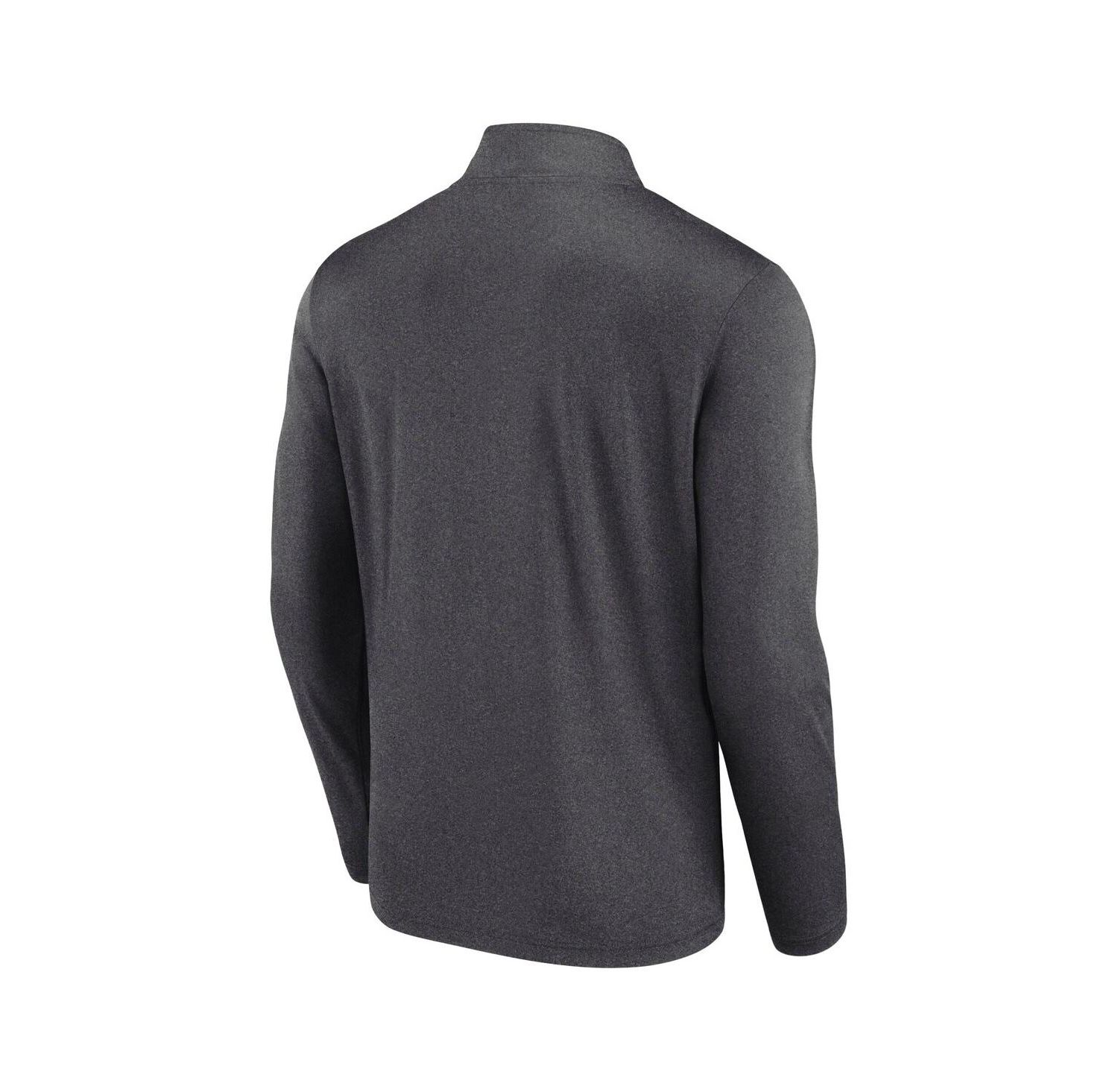 Men's Heather Charcoal New York Jets Head-to-Head Quarter-Zip Pullover