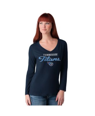 G-III 4Her by Carl Banks - Women's Navy Tennessee Titans Post Season Long Sleeve V-Neck T-Shirt