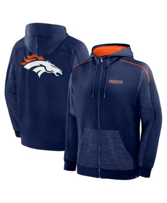 Fanatics - Men's Navy Denver Broncos Checkdown Pass Full-Zip Hoodie