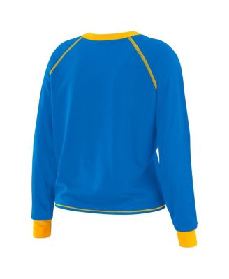 Women's Powder Blue/Yellow Los Angeles Chargers Tie-Front Long Sleeve Top
