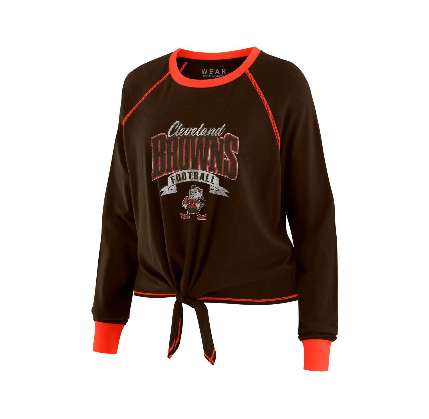 Women's Brown/Orange Cleveland Browns Tie-Front Long Sleeve Top