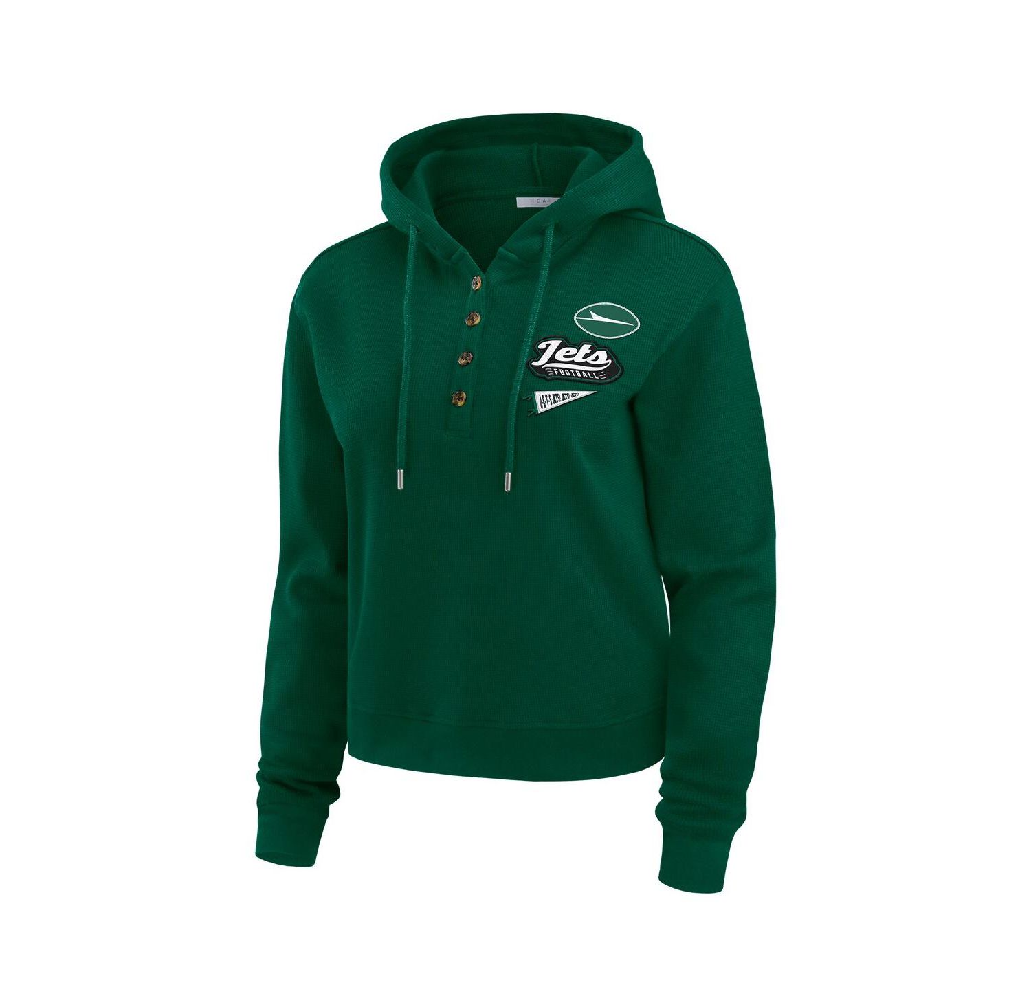 Women's Green New York Jets Plus Size Waffle Hoodie Pullover Top