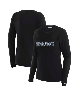 WEAR by Erin Andrews - Women's x Gracie Hunt Black Seattle Seahawks Mesh Panel Long Sleeve T-Shirt