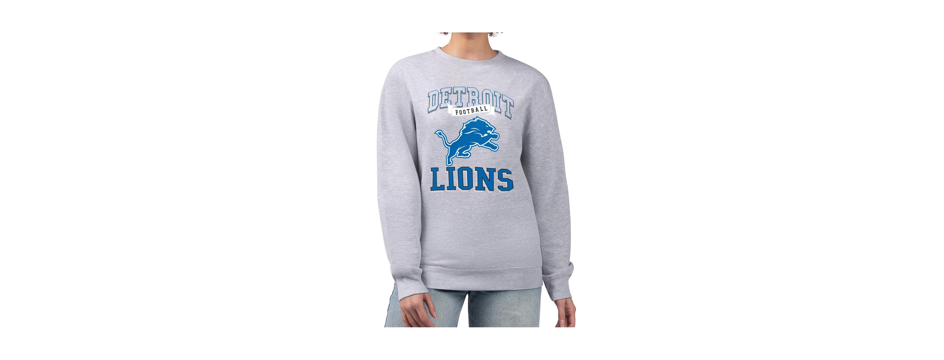 G-iii 4Her by Carl Banks Women's Heather Gray Detroit Lions Team Logo Graphic Tri-Blend Pullover Sweatshirt