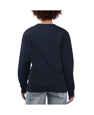 Women's Navy Chicago Bears Football Logo Graphic Fleece Tri-Blend Pullover Sweatshirt