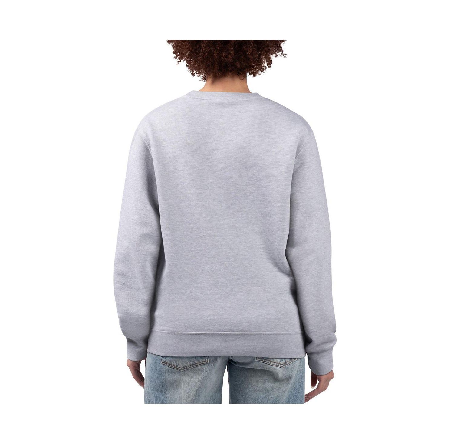 Women's Heather Gray Buffalo Bills Football Logo Graphic Fleece Tri-Blend Pullover Sweatshirt