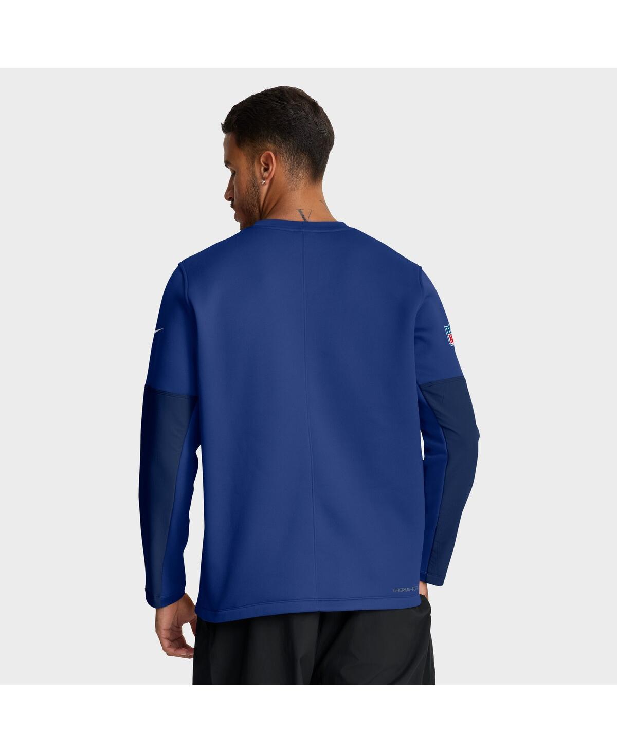 Nike Men's Royal New York Giants Sideline Coach Therma-fit Long Sleeve T-Shirt