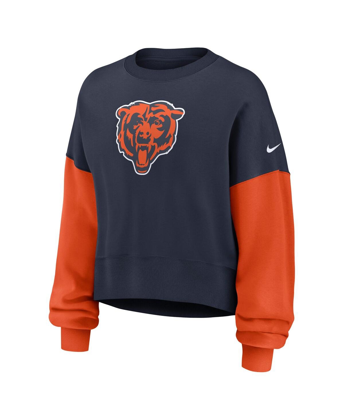 Nike Women's Navy Chicago Bears Oversized Color-Block Pullover Sweatshirt