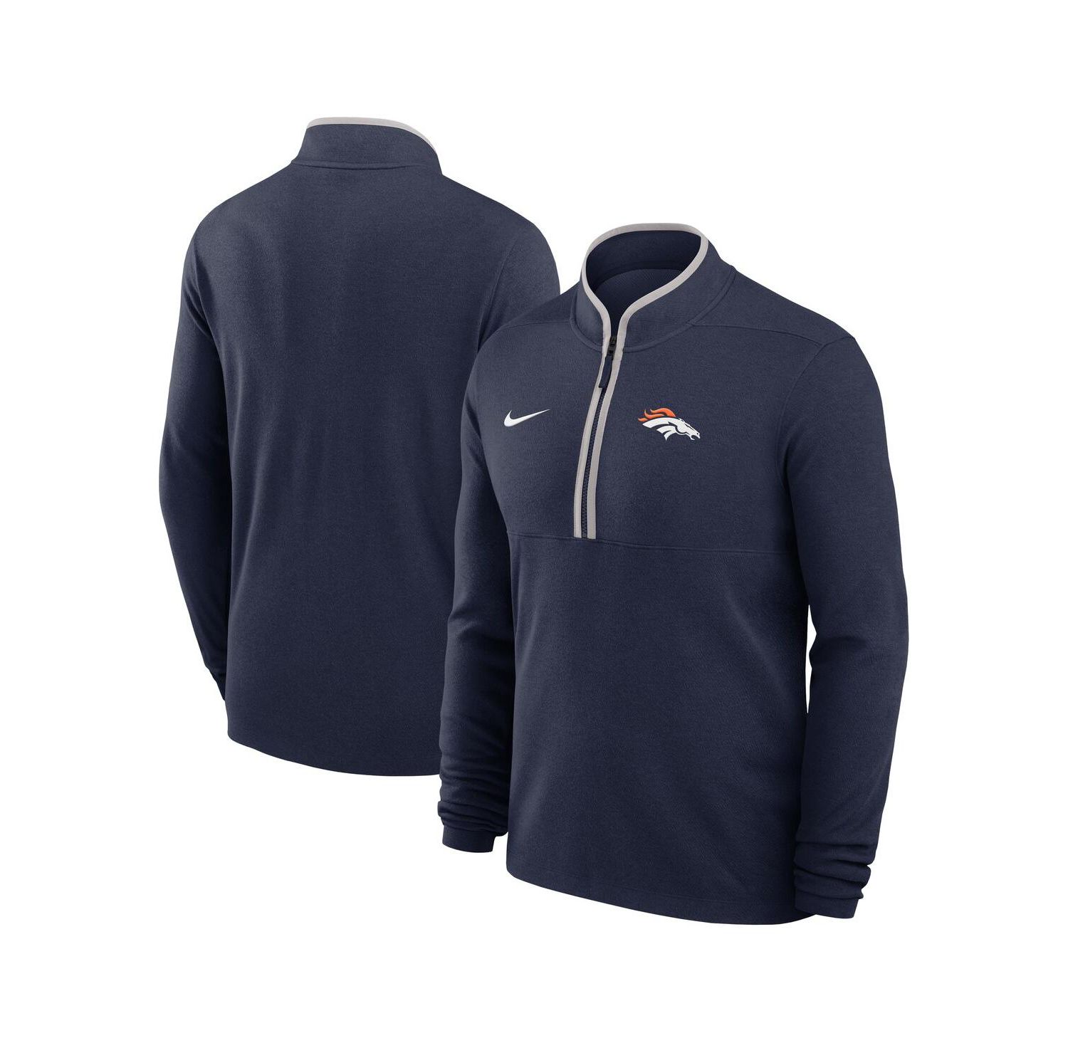 Men's Navy Denver Broncos Lightweight Victory Dri-FIT Half-Zip Pullover Hoodie