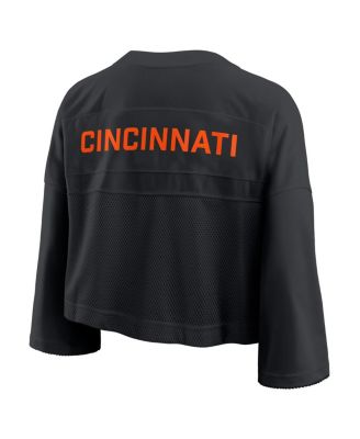 Women's Black Cincinnati Bengals Primetime Cropped Mesh Dri-FIT Fashion Jersey