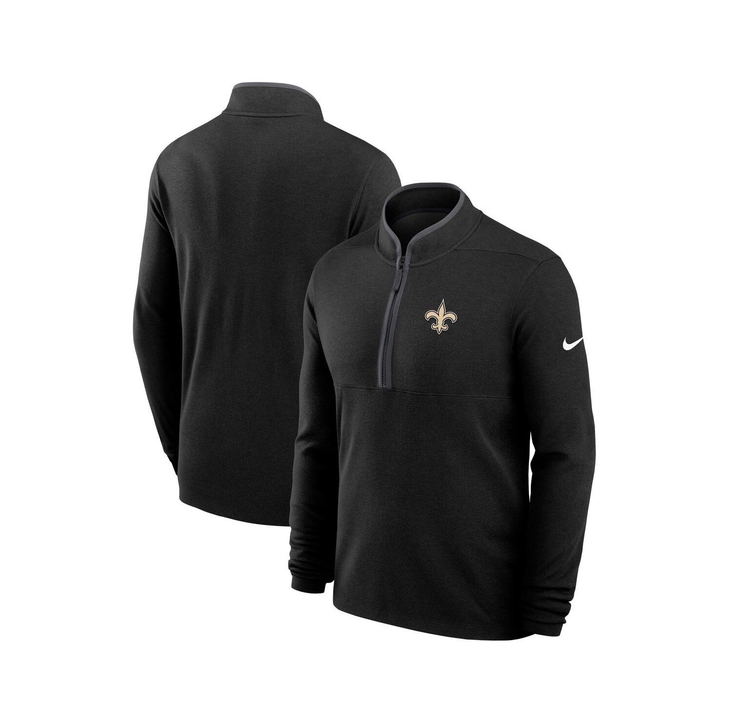 Men's Black New Orleans Saints Lightweight Victory Dri-FIT Half-Zip Pullover Hoodie