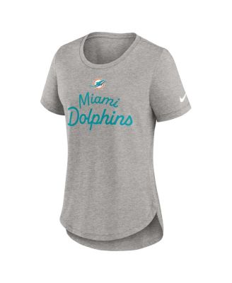 Women's Gray Miami Dolphins Script Tri-Blend T-Shirt