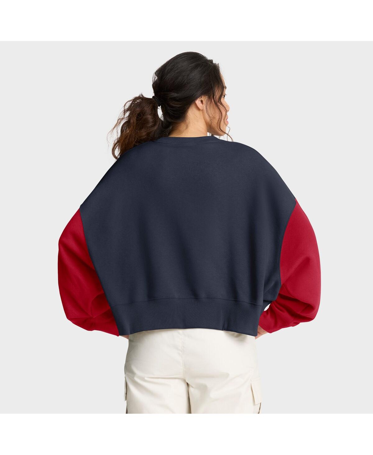 Nike Women's Navy Houston Texans Oversized Color-Block Pullover Sweatshirt