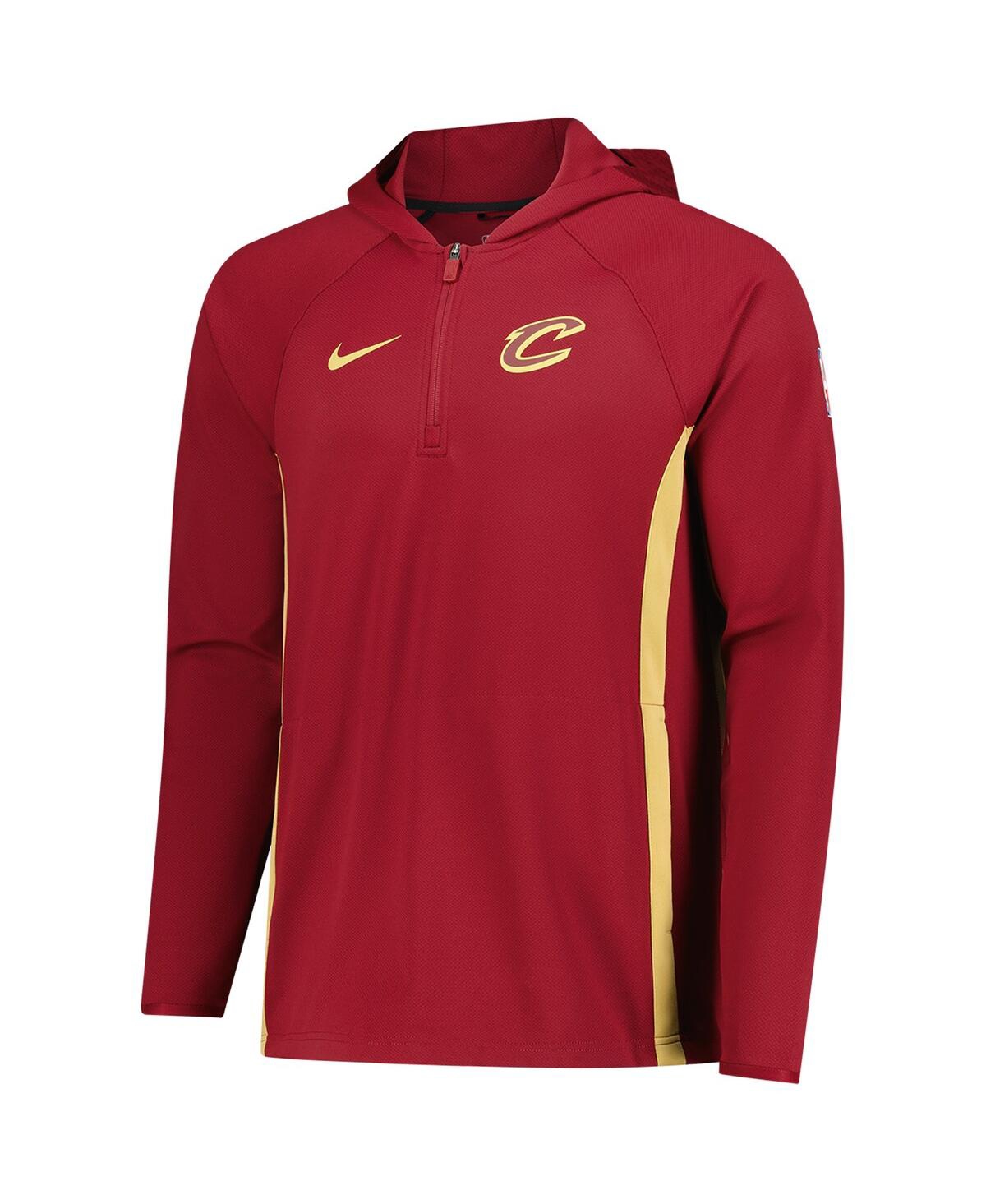 Nike Men's Wine Cleveland Cavaliers Authentic On Court Zone Quarter-Zip Dri-fit Hoodie Jacket