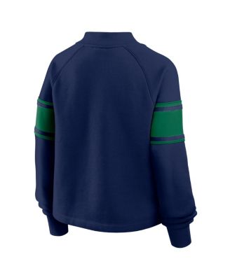 Women's Navy Notre Dame Fighting Irish Oversized Hometown Premium Punt Coverage Raglan Pullover Sweatshirt