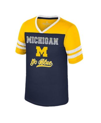 Big Girls Navy Michigan Wolverines Princess Bubblegum Bling T-Shirt