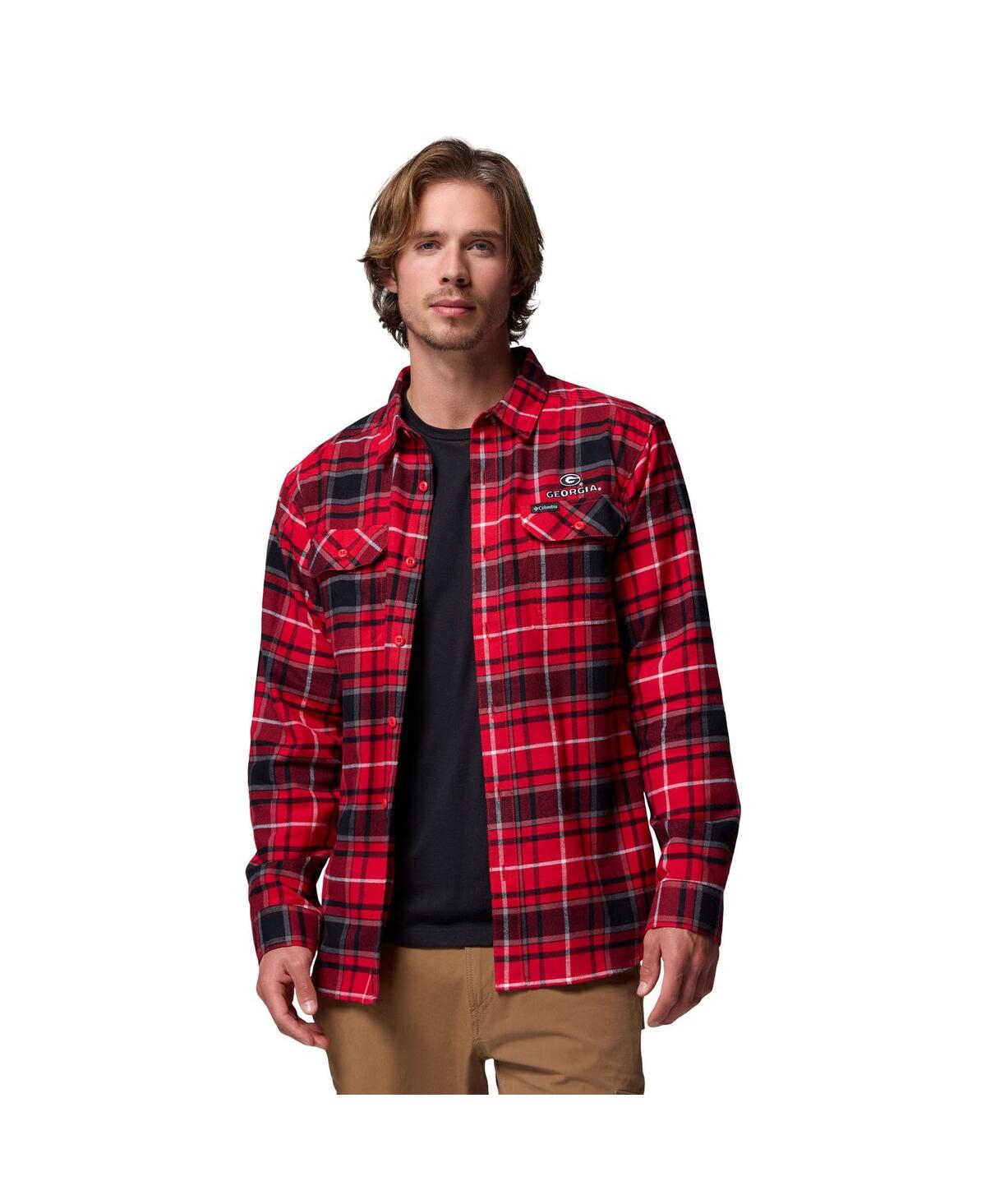 Columbia Men's Red Georgia Bulldogs Omni-Wick Flannel Long Sleeve Button-Up Shirt