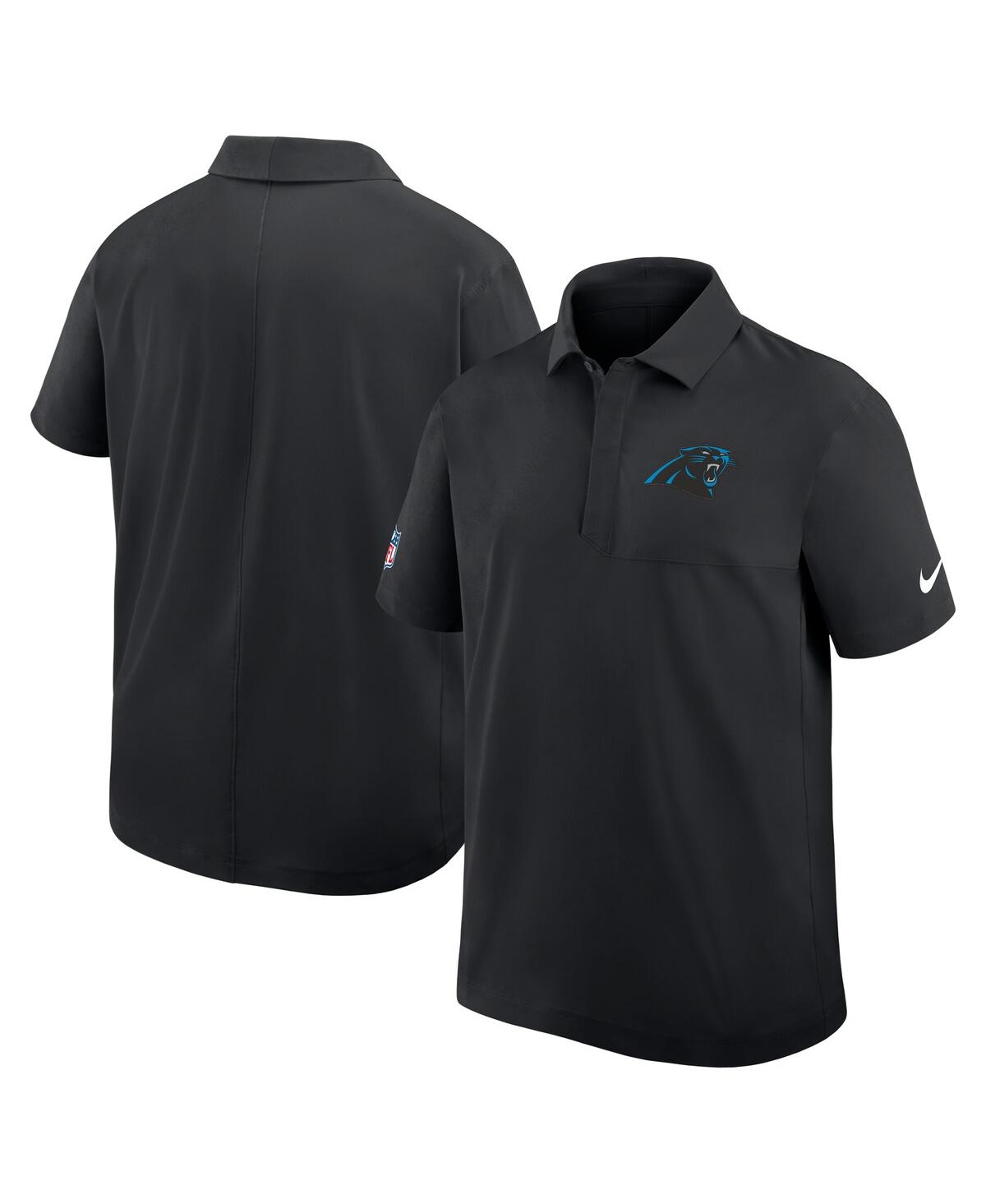 Nike Men's Black Carolina Panthers Sideline Woven Dri-fit Polo Shirt