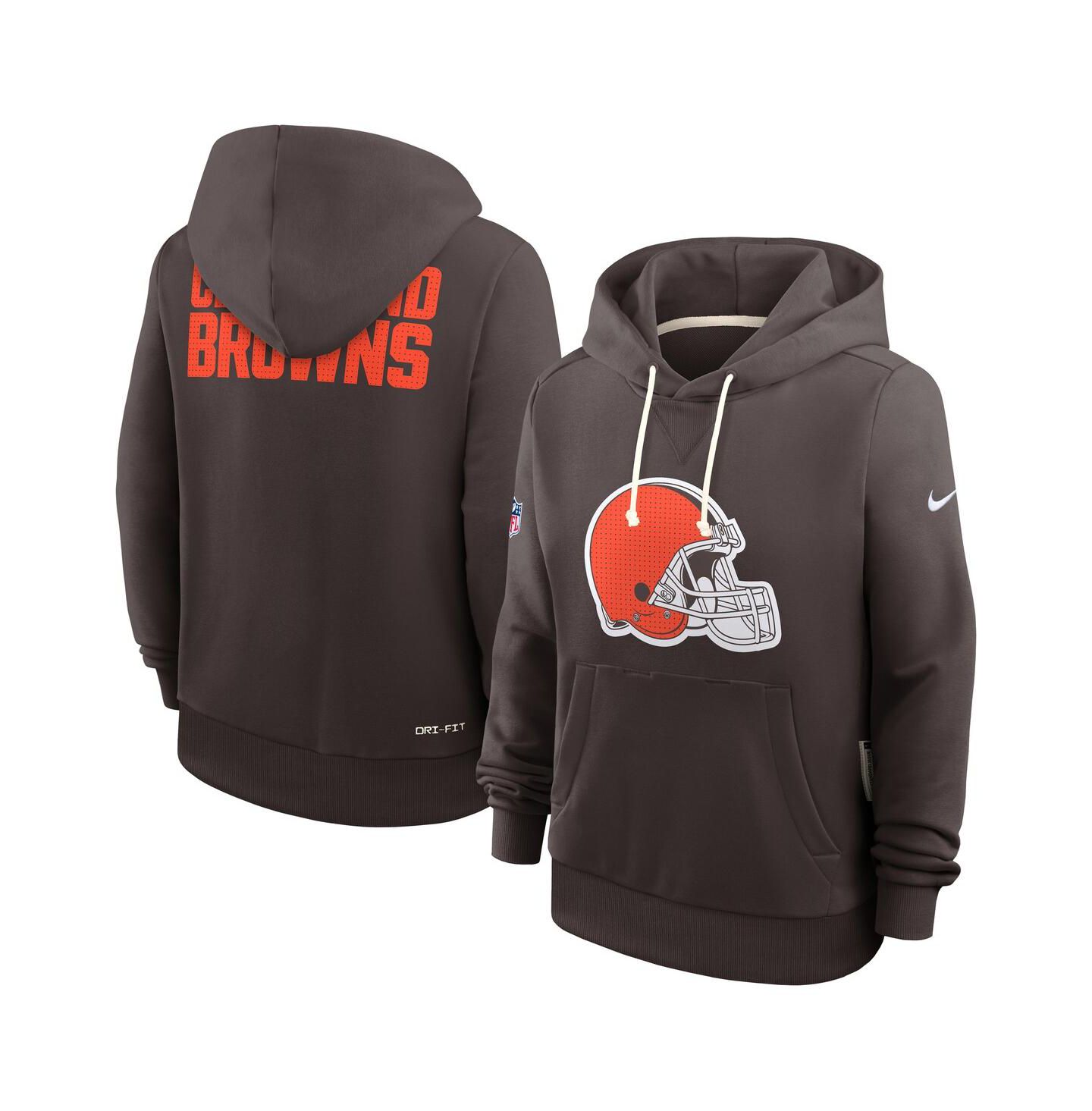 Женское худи Nike Brown Cleveland Browns Sideline Standard Issue Initial Home Dri-FIT — фото 3