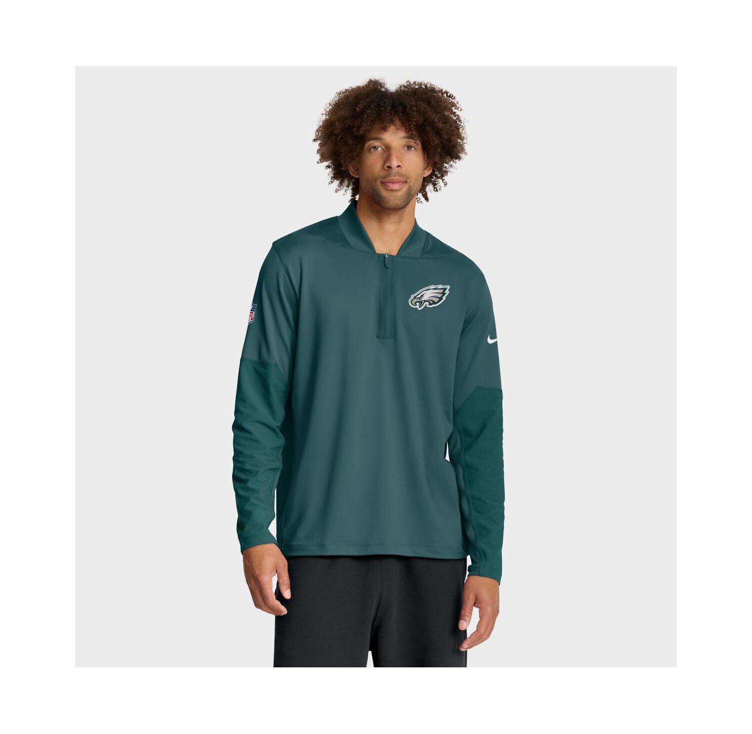 Men's Green Philadelphia Eagles Sideline Dri-FIT Half-Zip Pullover Hoodie