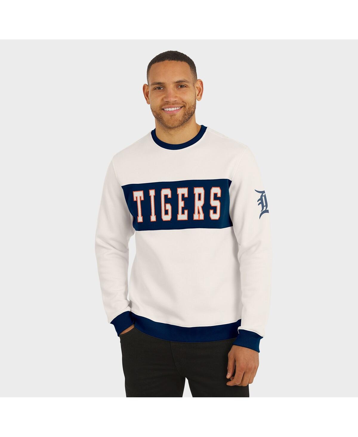 Fanatics Darius Rucker Collection By  Men's Cream Detroit Tigers Color Block Crewneck Sweatshirt In White