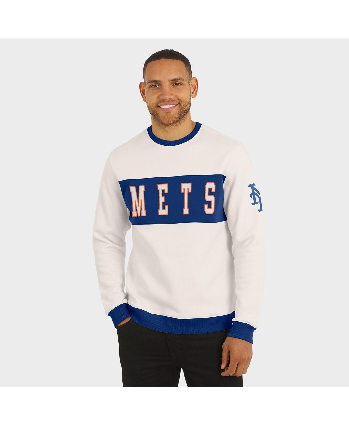 Fanatics Darius Rucker Collection By  Men's Cream New York Mets Color Block Crewneck Sweatshirt In White