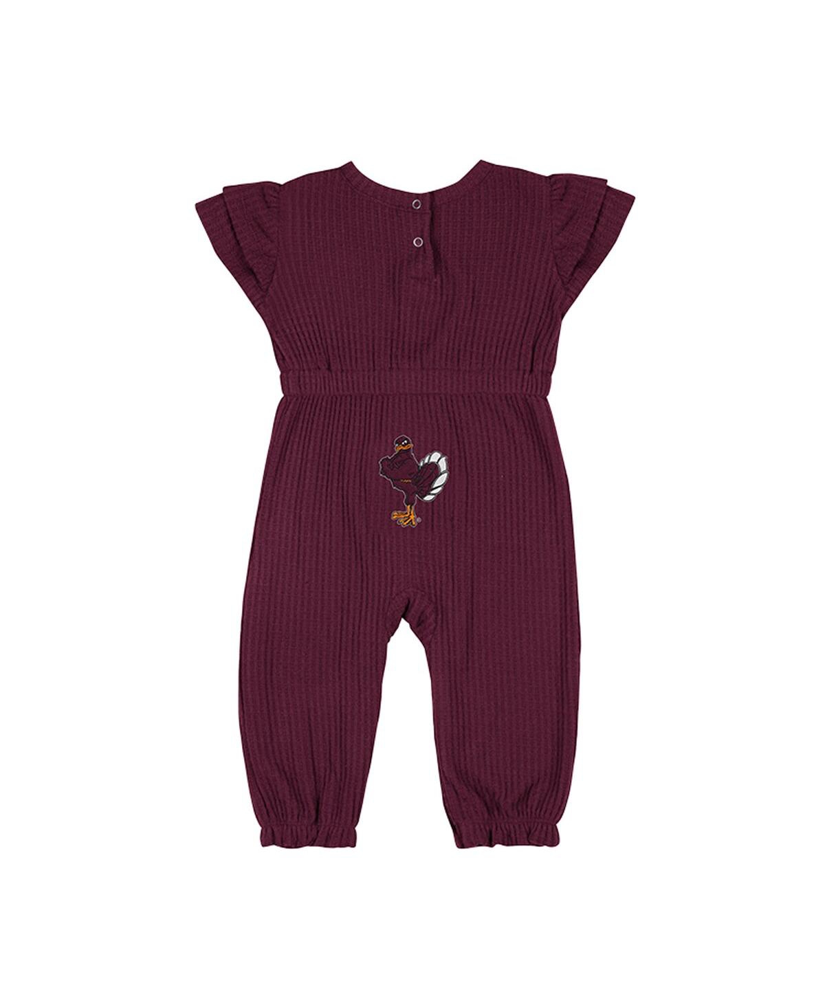 Colosseum Baby Boys And Girls Maroon Virginia Tech Hokies Beautopia Waffle Knit Romper In Brown
