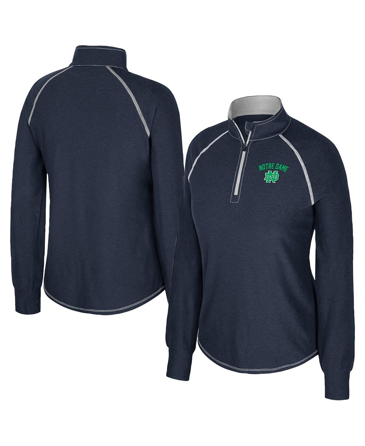 Colosseum Women's Navy Notre Dame Fighting Irish Bikram Raglan Quarter-zip Sweatshirt In Blue