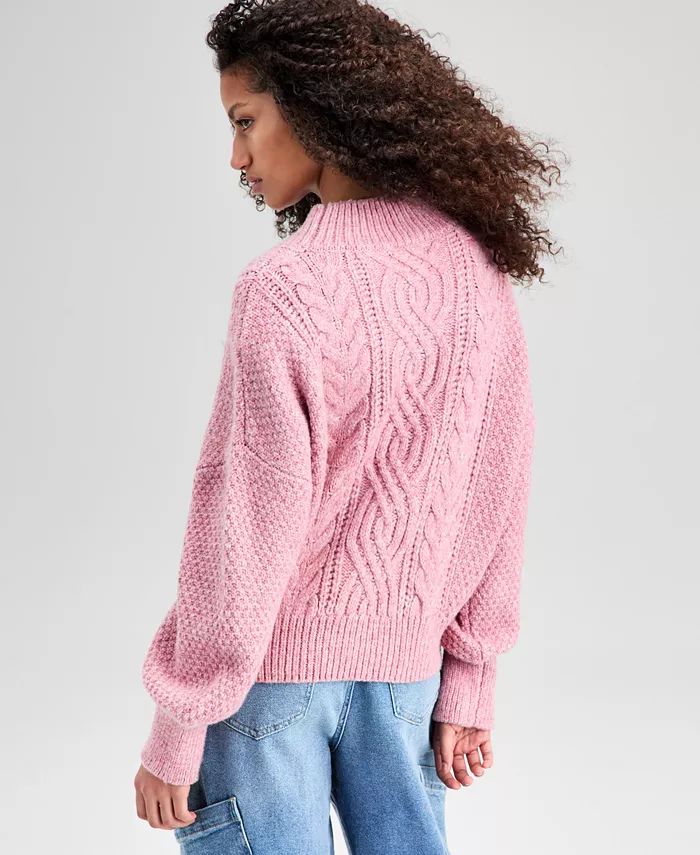 Women's Cable-Knit Mock-Neck Sweater - thumbnail 4