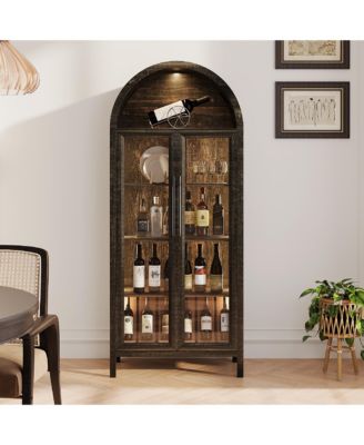 72.8" Glass Door Display Cabinet, 5-Tier with Motion LED