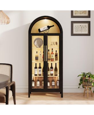 72.8" Glass Door Display Cabinet, 5-Tier with Motion LED