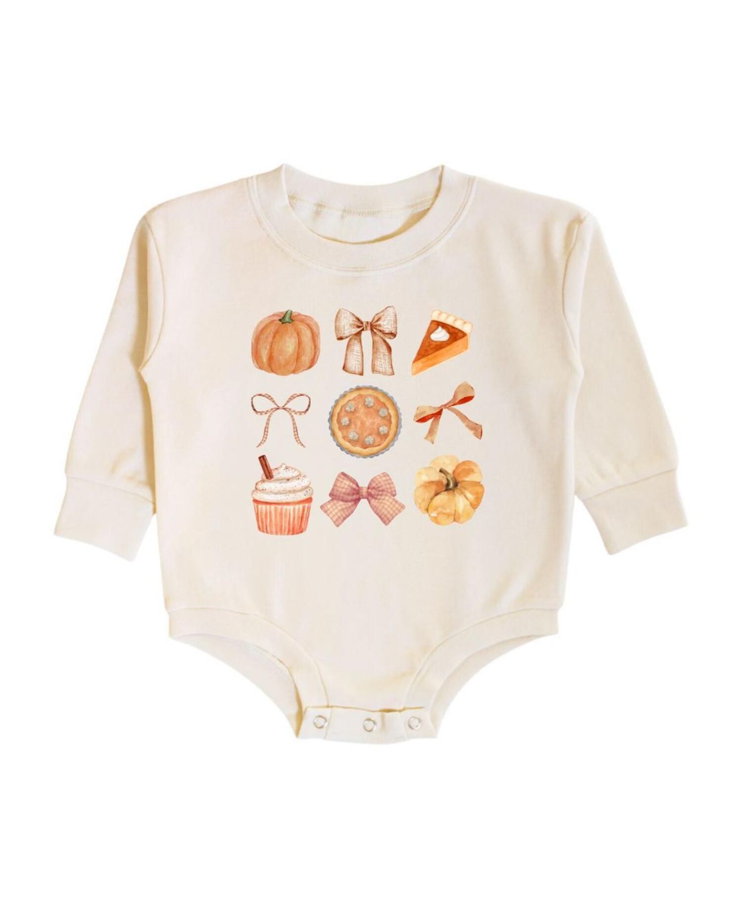Baby Girls Thankful Cutie Thanksgiving Long Sleeve Romper