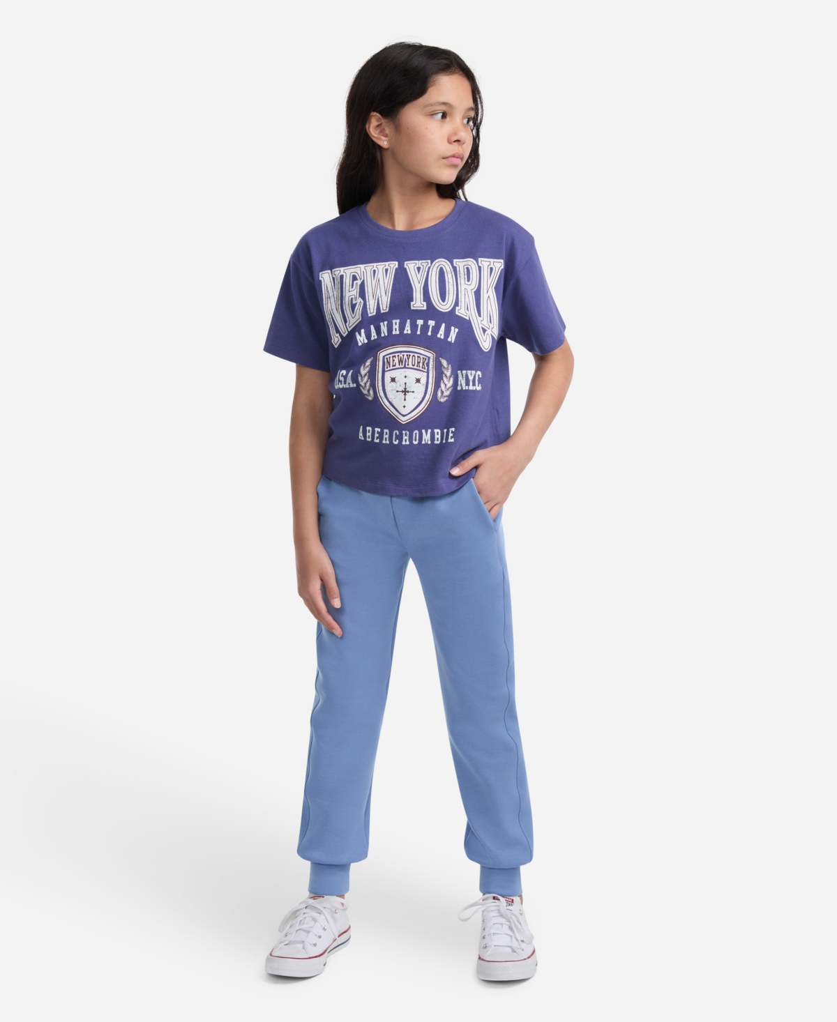 Abercrombie Girls Neo Knit Joggers In Blue