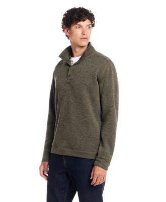 Men's Quarter Button Mock Neck Sweater Fleece