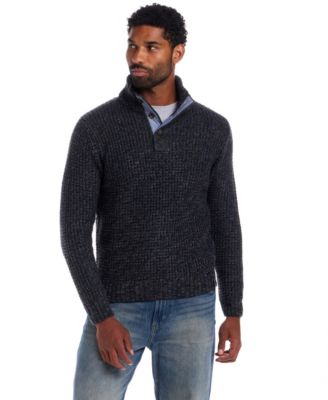 Men's Textured Mixy Fabric Mock Neck Sweater
