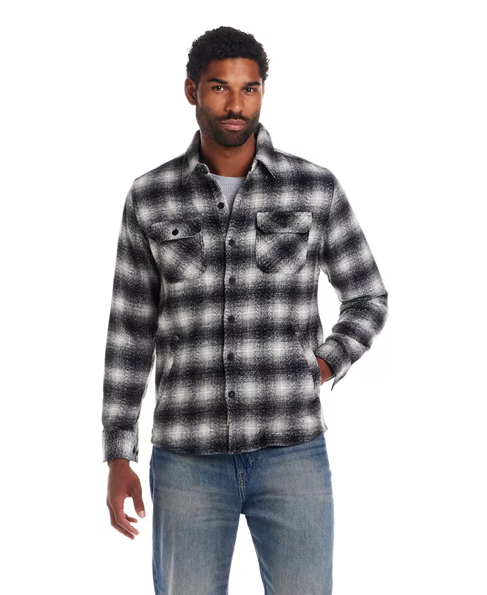Wool Blend Brushed Plaid Shirt Jacket