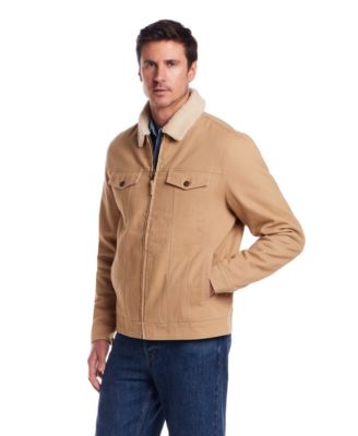Men's Long Sleeve Zip Front Sherpa Collar Trucker Jacket