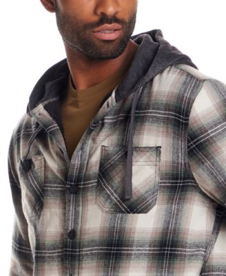 Men's Sherpa Lined Flannel Hooded Shirt Jacket