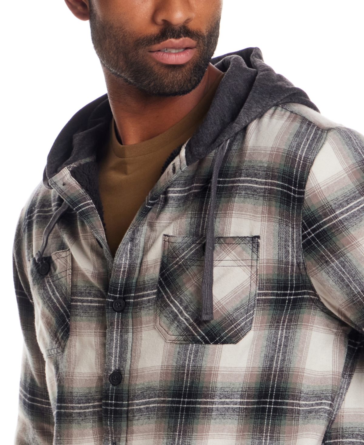 Weatherproof Vintage Men's Plaid Hooded Shirt Jacket In Black