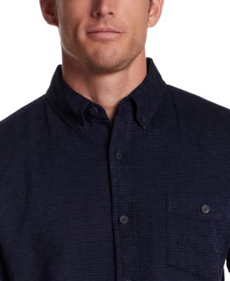 Men's Button Front Collared Textured Dobby Shirt
