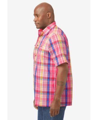 Big & Tall Plaid Wrinkle-Resistant Short Sleeve Button Down