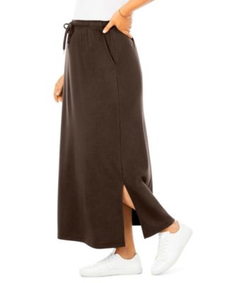 Plus Size Sport Knit Side-Slit Skirt