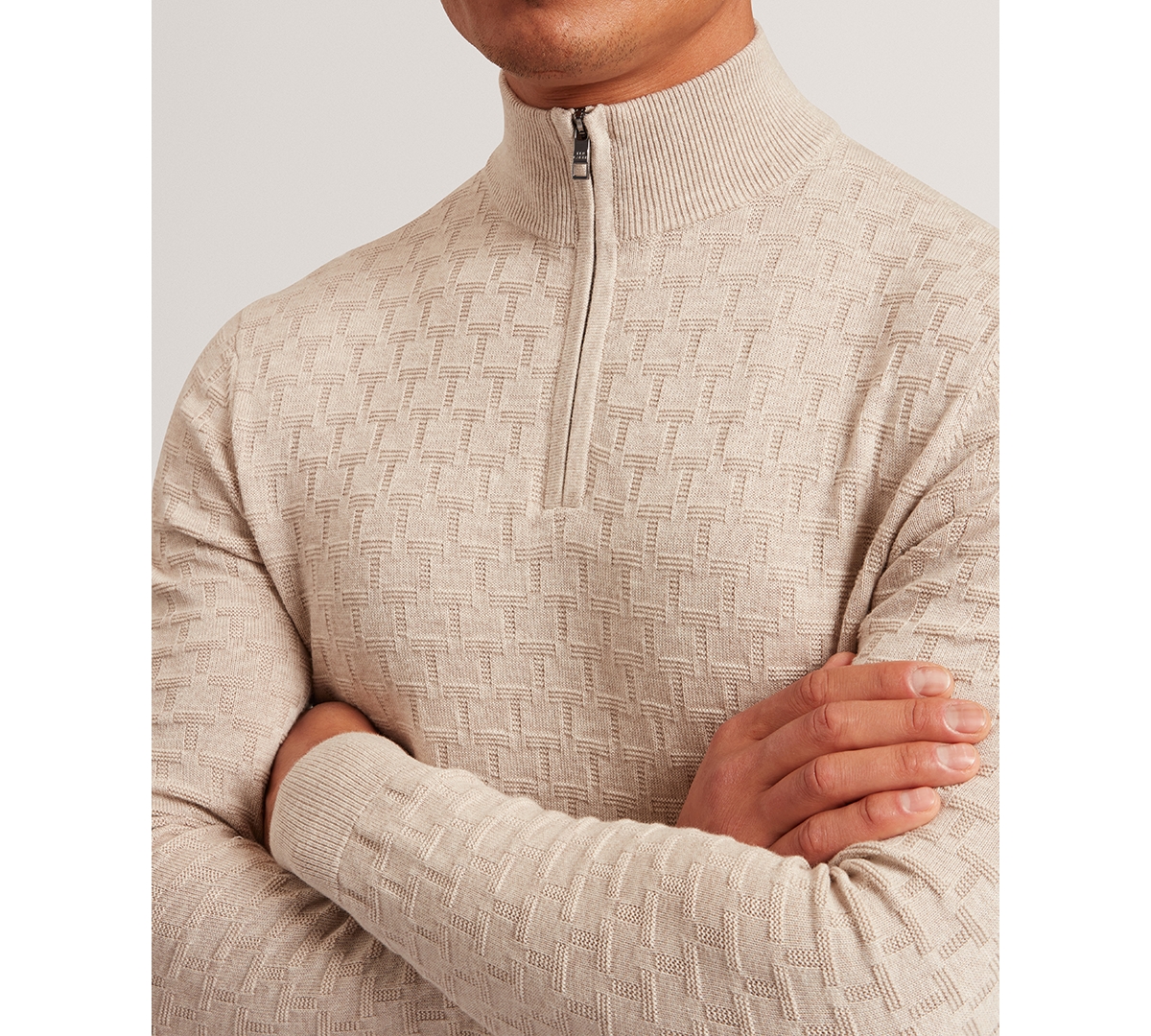 Ted Baker Men's Jeremee T Stitch Half Zip Long Sleeve Sweater
