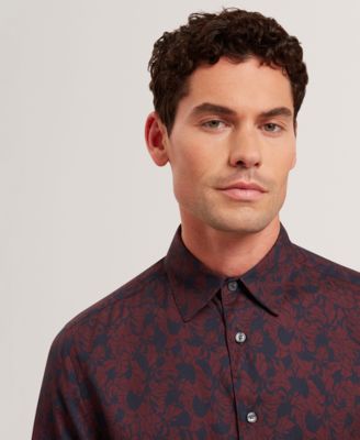 Men's Akselle Regular Fit Tonal Floral Print Long Sleeve Shirt