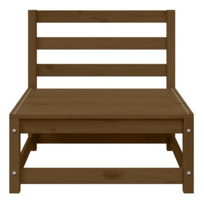 Patio Middle Sofas 3 pcs Honey Brown Solid Pinewood