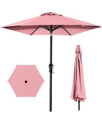 10ft Outdoor Steel Market Patio Umbrella w/ Crank, Tilt Push Button, 6 Ribs