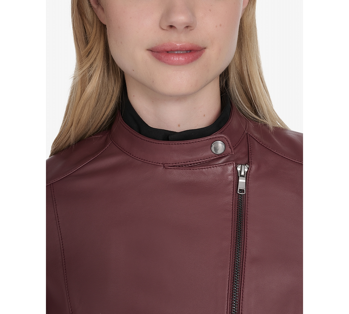 Cole Haan Women's Stand Collar Zip-Front Racer Jacket
