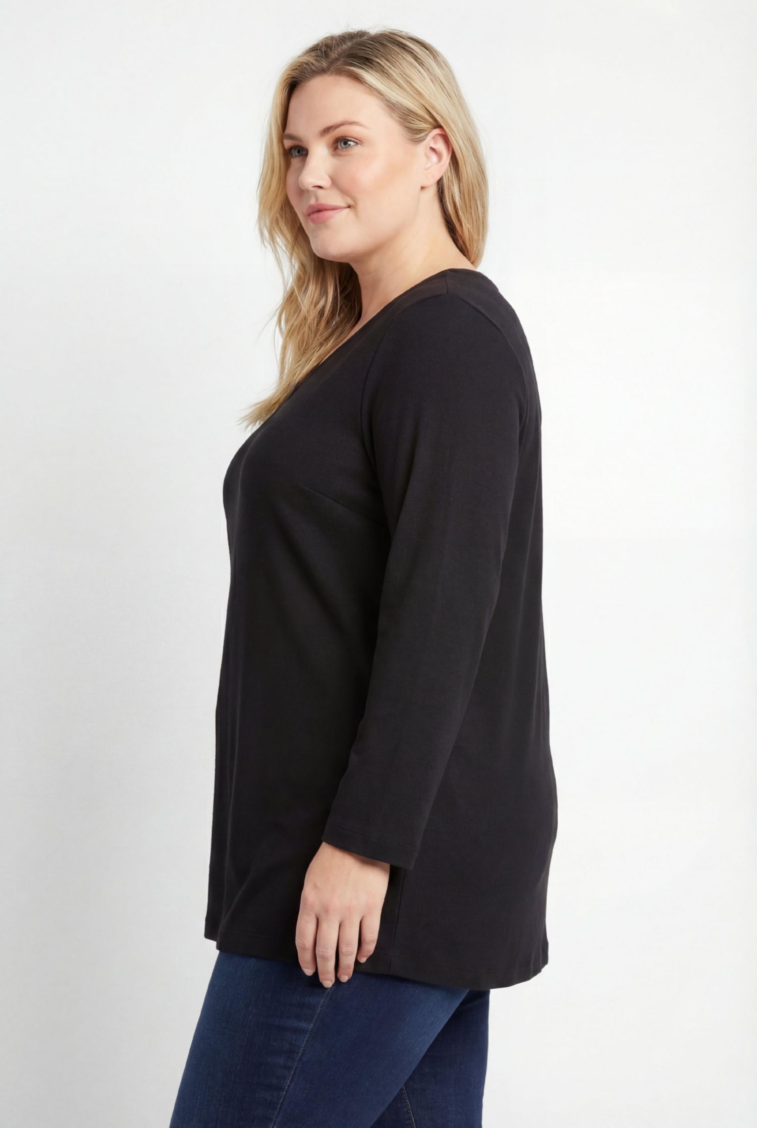 Plus Size Perfect Long-Sleeve V-Neck Tee